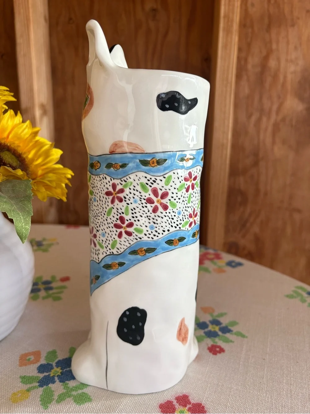 Vintage Susan Paley Catrina Cat Vase by Ganz Whimsical Folk Art 10